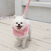 リード ハーネス 2点セット ベストハーネス ペットグッズ ペット用品 犬用 猫用 リーシュ 散歩紐 お散歩グッズ お出かけ 牽引紐 花柄 フラワープリント レース おしゃれ かわいい いぬ 小型犬