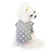 ドッグウェア カットソー 犬服 猫服 ペット用品 小型犬 リブ 袖あり プルオーバー ハート 総柄 フリル ラウンドネック ガーリー キュート お散歩 おでかけ おしゃれ かわいい カジュアル デイリー いぬ イヌ ねこ ネコ キャットウェア