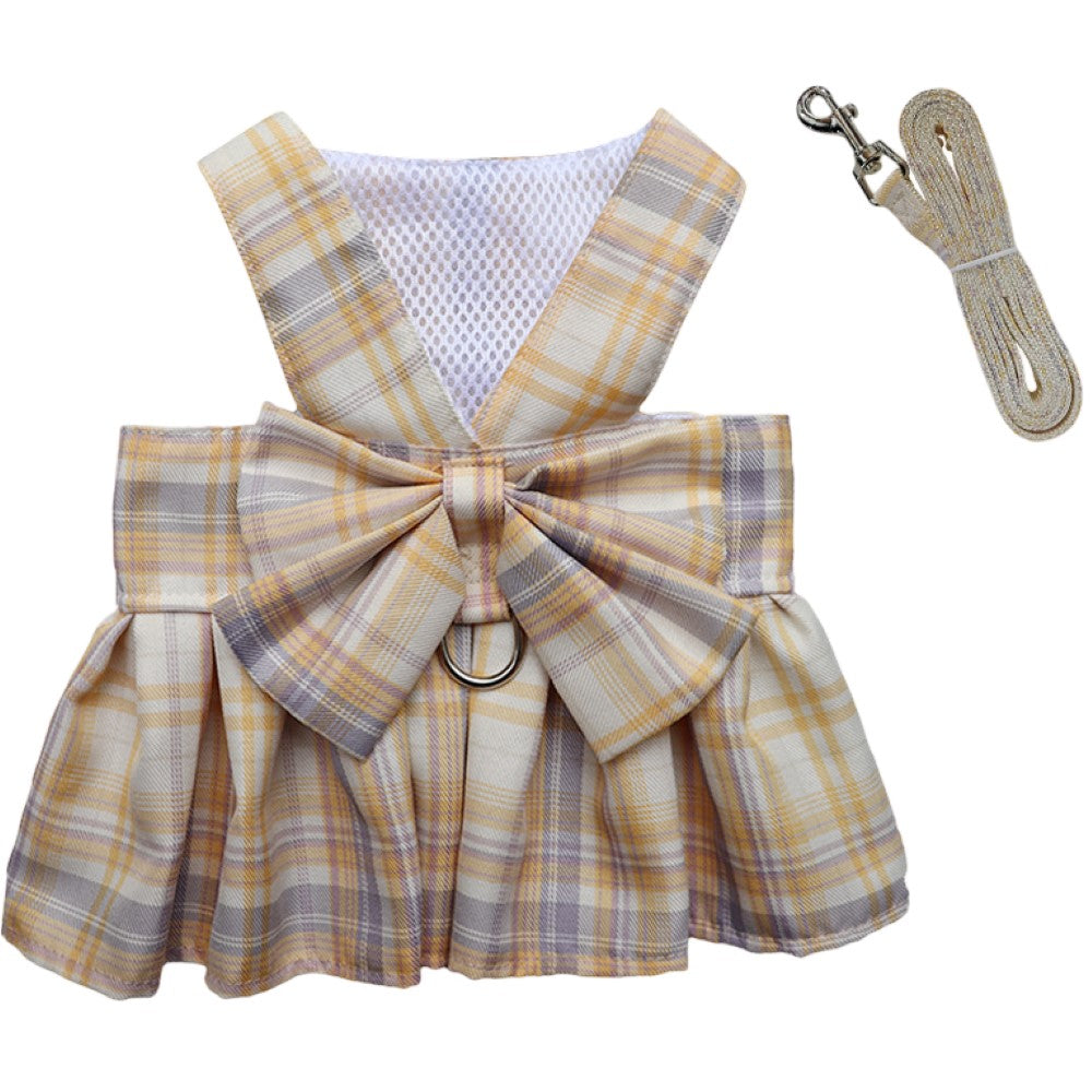ペットウェア ワンピース リード付き 2点セット ドッグウェア 犬服 ベージュ×ワンピース バリエーション画像