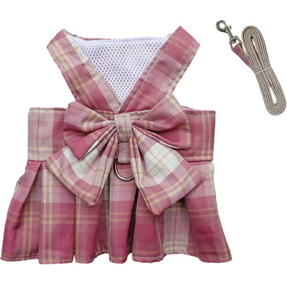 ペットウェア ワンピース リード付き 2点セット ドッグウェア 犬服 ダークピンク×ワンピース バリエーション画像