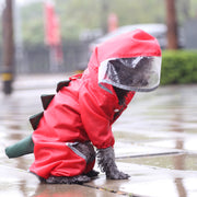 ドッグウェア 犬用 レインコート 袖あり 雨具 雨合羽 ペットウェア ロンパース カバーオール スナップボタン 前開き つなぎ フード付き Dカン付き 犬服 犬の服 ペット用品 雨の日 散歩 お出かけ イヌ用