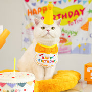 スタイ 帽子 2点セット ペット用 ペット 猫 ネコ 犬 イヌ 誕生日 バースデー よだれかけ コーンハット 三角帽子 パーティー かわいい