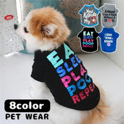 ペット用カットソー Tシャツ ペットウェア 犬服 猫服 無地 袖あり 半袖 薄手 通気性 通年 春 夏 秋 ドッグウェア 英字ロゴ プリント 可愛い おしゃれ お出かけ お散歩 記念写真 ギフト プレゼント ワンちゃん ネコちゃん イヌ ネコ キャット ドッグ 黒 青 グレー