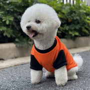 ドッグウェア ペットウェア Tシャツ カットソー 犬の服 犬服 洋服 ペット用品 小型犬 トップス 袖付き 袖あり 英字 ロゴ プリント 王冠 肉球 お散歩 お出かけ おしゃれ かわいい いぬ 猫 ねこ