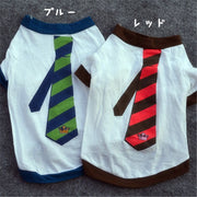 ペット用 犬猫兼用 Tシャツ 犬の服 半袖 カットソー ネクタイプリント 洋服 おしゃれ 可愛い かわいい ドッグウェア ドッグウエア 超小型犬 小型犬 犬用 イヌ用 いぬ用 猫用 ネコ用 ねこ用