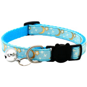 猫用首輪 セーフティバックル CATカラー 鈴付き くびわ チョーカー 星 月 柄 ねこ 愛猫 ネコ用品 ペットグッズ おめかし 軽い 軽量 可愛い おしゃれ ブラック ブルー イエロー レッド グリーン ピンク