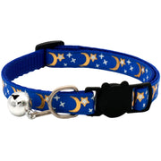 猫用首輪 セーフティバックル CATカラー 鈴付き くびわ チョーカー 星 月 柄 ねこ 愛猫 ネコ用品 ペットグッズ おめかし 軽い 軽量 可愛い おしゃれ ブラック ブルー イエロー レッド グリーン ピンク