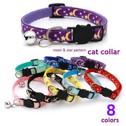 猫用首輪 セーフティバックル CATカラー 鈴付き くびわ チョーカー 星 月 柄 ねこ 愛猫 ネコ用品 ペットグッズ おめかし 軽い 軽量 可愛い おしゃれ ブラック ブルー イエロー レッド グリーン ピンク
