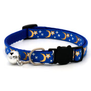 猫用首輪 セーフティバックル CATカラー 鈴付き くびわ チョーカー 星 月 柄 ねこ 愛猫 ネコ用品 ペットグッズ おめかし 軽い 軽量 可愛い おしゃれ ブラック ブルー イエロー レッド グリーン ピンク