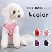 ハーネス 胴輪 ペットグッズ ペット用品 犬用 猫用 小型犬 中型犬 メッシュ 通気性 散歩グッズ ワンタッチバックル Dカン 夜光 反射材 単色 無地 シンプル カジュアル かっこいい イヌ ネコ お出かけ 夜間 赤 黒 紫 ピンク 迷彩