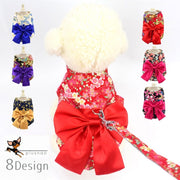 ハーネス リーシュ セット 服型 胴輪 リード 犬用品 猫用品 お散歩 お出掛け 和柄 着物風 マジック テープ ペット用品 ペットグッズ 個性的 可愛い レトロ