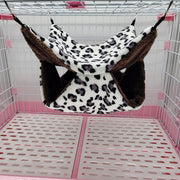 ハンモック 小動物用 ベッド 吊り下げ ハムスター モルモット 小動物 リス フェレット ネズミ モコモコ 起毛素材 暖かい 柔らかい ベッド 寝床 正方形 スクエア ハンギング ペット用品 ブランコ 揺れる ペットグッズ 四角形 ヒョウ柄 おしゃれ かわいい
