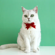 猫用首輪 カラー ネコ用 セーフティバックル ペット用品 チョーカー 首輪 キャット リボン 鈴付き ベロア調 長さ調節可 クリスマス おしゃれ シンプル かわいい キュート お出かけ お散歩 ペットグッズ