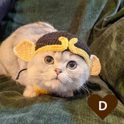 ペット用帽子 手編み風 毛糸帽子 猫 犬 ウサギ 被り物 ニット帽 コスプレ ハロウィン おめかし フォト撮影 記念日 イベント 誕生日 カエル イチゴ ピンク ブルー キャット ドッグ ペットグッズ
