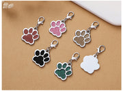 ペット用迷子札 名札 ネームタグ ネームチャーム 犬猫兼用 ドッグタグ キャットタグ 犬 猫 ペット用品 ペットグッズ 首輪アクセサリー 肉球型 迷子防止 ラメ かわいい キュート キラキラ おしゃれ カラバリ豊富 緑 金色 銀色 ローズ 赤 ピンク 青 黒