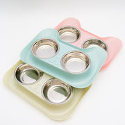 ペット用食器 フードボウル ダブルボウル 2in1 2椀 犬用 猫用 ペット用品 お食事グッズ お皿 えさ入れ トレイ付き 台付き イヌ ネコ 水飲み おしゃれ かわいい