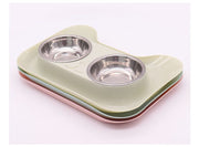 ペット用食器 フードボウル ダブルボウル 2in1 2椀 犬用 猫用 ペット用品 お食事グッズ お皿 えさ入れ トレイ付き 台付き イヌ ネコ 水飲み おしゃれ かわいい