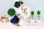 パーカー ボアパーカー ペットウェア ドッグウェア 犬服 猫服 フード付き ボアベスト ワンピース 裏起毛 あったか 防寒 袖なし 前開き 前ボタン ふわふわ ふんわり 暖かい フリル フラワー チュチュ チュールスカート かわいい キュート おしゃれ お出かけ お散歩 ネイビー ピンク 青 灰 ピンク 白 緑