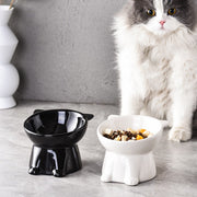 ペット用フードボウル ペット用フードボール 猫 ネコ ペット用食器 ペットグッズ ペット用品 傾斜あり 土台付き 深め ブラック ホワイト カジュアル ポップ キュート 可愛い シック おしゃれ
