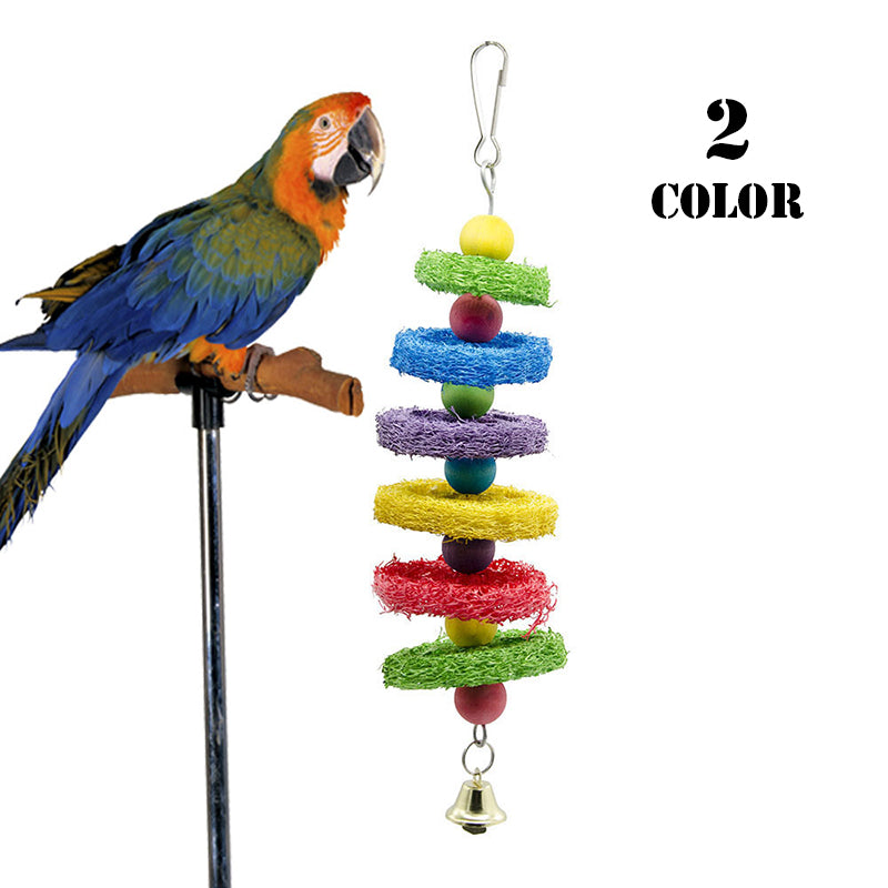 ペット用品 鳥用 おもちゃ 玩具 噛む玩具 咀嚼 インコ 鳥 オウム 吊り下げタイプ 鈴 ベル ボール ストレス解消 カラフル ホワイト 白