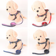 ハーネス リード 2点セット ペット用品 小型犬 中型犬 猫 デニム 胴輪 胸あて 牽引ロープ 散歩紐 リーシュ サイズ調整可能