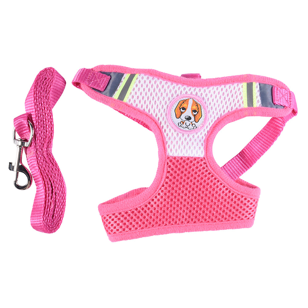 ハーネス リード ２点セット ペット用 犬用 猫用 メッシュ【ローズ】 バリエーション画像