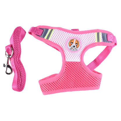 ハーネス リード ２点セット ペット用 犬用 猫用 メッシュ【ローズ】 バリエーション画像