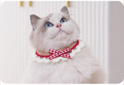 ペット用スタイ マフラー チョーカー ニット 猫 ネコ 犬 イヌ ペット用 よだれかけ 手編み風 リボン キャットウェア フリル かわいい おしゃれ お出かけ お散歩