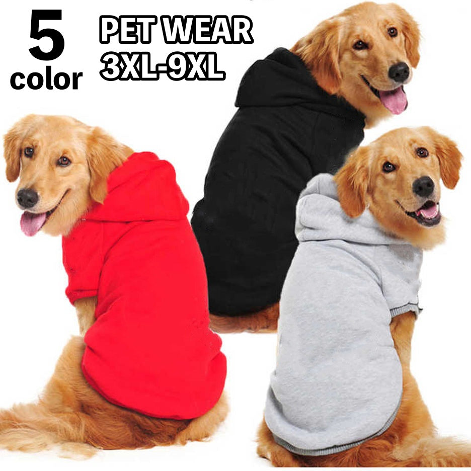 ペットウェア パーカー プルオーバー 犬服 洋服 ドッグウェア 中型犬 大型犬 防寒 裏起毛 あったか 袖あり 無地 単色 シンプル お洒落 可愛い ペット服 ブラック 黒 レッド 赤 ブルー グレー ピンク 着回し 3XL 4XL 5XL 6XL 7XL 8XL 9XL