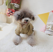ペットウェア ドッグウェア ロンパース つなぎ 洋服 犬用 猫用 袖付き パンツ ワッペン スター 星 イラスト オレンジ ブルー カジュアル かっこいい かわいい おしゃれ ペット服 犬の服 小型犬