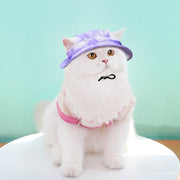 ペット用帽子 犬 猫 小型犬 ハット 紐付き 耳穴あり キャット ドッグ コスプレ おめかし 日除け 紫外線対策 お出掛け お散歩 可愛い おしゃれ 猫グッズ 犬用品 タイダイ ブルー パープル イエロー