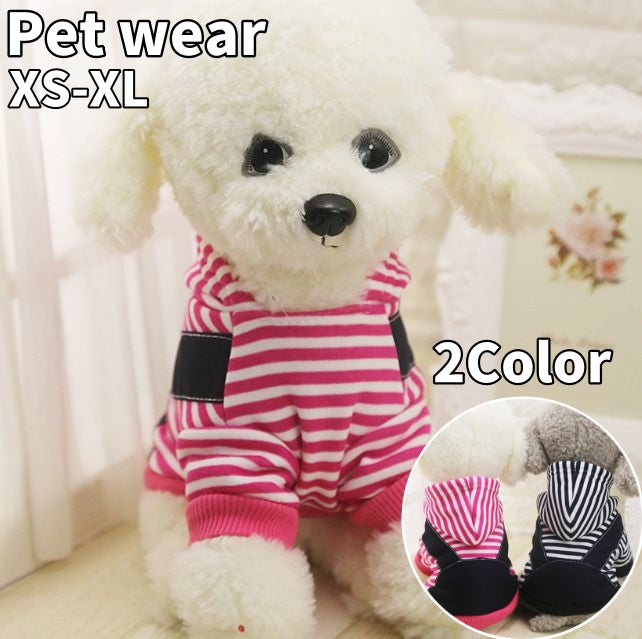 ペットウェア ドッグウエア ペット服 パーカー ボーダー柄 フード フーディ 袖あり 裏起毛 犬 イヌ 犬服 小型犬 秋 冬 春 厚手 防寒 あったか トレーナー 裏ボア お出掛け お散歩 ペット用品 かわいい かっこいい おしゃれ