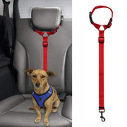 ペット用シートベルト ペット用品 後部座席 ヘッドレスト用 車用品 ドライブ アウトドア 犬用 ドッグ シンプル 無地 装着 カンタン 簡単 リード型 飛びつき防止 サイズ調節可能 車用リード 飛び出し対策 旅行 遠出 お出かけ ドライブ 簡単装着 カー用品 レッド 赤 ブルー 青 ピンク