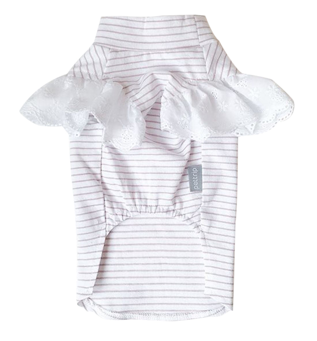 ペット 服 ペットウェア ハイネック Ｔシャツ フリル袖 かわいい ストライプ 小型犬用 犬服 ドッグウェア