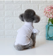 ペット 服 ペットウェア ハイネック Ｔシャツ フリル袖 かわいい ストライプ 小型犬用 犬服 ドッグウェア