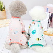 ペットウェア パジャマ 犬服 ペット用 犬用 猫用 ドッグウェア ツナギ ペットグッズ 袖あり プリント柄 カメ フルーツ 小型犬 ルームウェア 可愛い おしゃれ お散歩