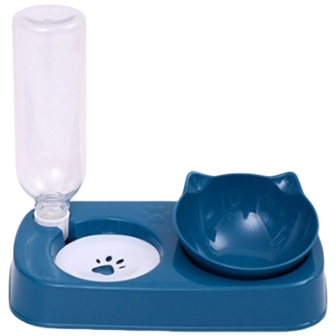 ペット用食器 フードボウル 自動給水器付き 犬用 猫用 餌入れ 水入れ 猫耳型 給水ボトル えさ皿 傾斜あり 食べやすい 食器台 水飲み器 お留守番 ペット用品 ペットグッズ イヌ用 ネコ用
