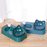 ペット用食器 フードボウル 自動給水器付き 犬用 猫用 餌入れ 水入れ 猫耳型 給水ボトル えさ皿 傾斜あり 食べやすい 食器台 水飲み器 お留守番 ペット用品 ペットグッズ イヌ用 ネコ用