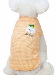 ペットウェア タンクトップ 犬服 猫服 ドッグ キャット ノースリーブ プルオーバー 無地 ワッフル素材 刺繍 シンプル かわいい おしゃれ お散歩 お出かけ  デイリー カジュアル 普段使い イヌ ネコ ピンク イエロー パープル