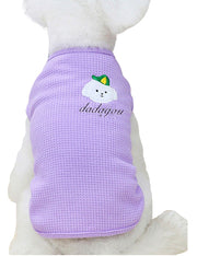 ペットウェア タンクトップ 犬服 猫服 ドッグ キャット ノースリーブ プルオーバー 無地 ワッフル素材 刺繍 シンプル かわいい おしゃれ お散歩 お出かけ  デイリー カジュアル 普段使い イヌ ネコ ピンク イエロー パープル