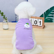 ペットウェア タンクトップ 犬服 猫服 ドッグ キャット ノースリーブ プルオーバー 無地 ワッフル素材 刺繍 シンプル かわいい おしゃれ お散歩 お出かけ  デイリー カジュアル 普段使い イヌ ネコ ピンク イエロー パープル