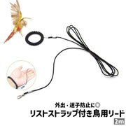 鳥用リード バードリード インコ オウム 小鳥 リード 2m リストストラップ付き シンプル 外出 散歩 お出かけシーン 迷子防止 鳥用品 ペット用品 黒 ブラック