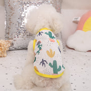 ドッグウェア ペットウエア タンクトップ ベスト トップス 薄手 犬の服 犬服 猫服 パイピング 透け感 袖なし プルオーバー ノースリーブ カジュアル イラスト プリント柄 おしゃれ かわいい キュート 犬用 小型犬 中型犬 ペット用品 お出かけ お散歩 汚れ防止 ペットグッズ ワンちゃん サボテン イチゴ クマ スイカ ユニコーン ウサギ パイナップル 夏 春 秋