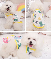 ドッグウェア ペットウエア タンクトップ ベスト トップス 薄手 犬の服 犬服 猫服 パイピング 透け感 袖なし プルオーバー ノースリーブ カジュアル イラスト プリント柄 おしゃれ かわいい キュート 犬用 小型犬 中型犬 ペット用品 お出かけ お散歩 汚れ防止 ペットグッズ ワンちゃん サボテン イチゴ クマ スイカ ユニコーン ウサギ パイナップル 夏 春 秋