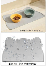ペット用ランチョンマット フードマット ペット用品 猫 犬 ネコ イヌ 汚れ防止 防水 洗える 猫型 食器 マット 敷物 食べこぼし
