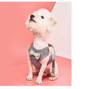 ハーネス リード セット 犬 猫 小型犬 胴輪 リーシュ 120cm 蝶ネクタイ マリン サイズ調節可 お散歩 お出掛け ドッグ キャット ペット用品 おしゃれ 可愛い グレー ブラウン グリーン