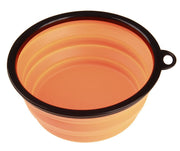 ペット用食器 折りたたみボウル 直径13cm シリコンボウル カラビナ付 水飲みボウル 携帯食器 犬 猫 お出掛け お散歩 旅行 ドライブ フードボウル ウォーターボウル 食事 飲水 持ち運び 吊り下げフック ペットグッズ