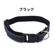 首輪 カラー 犬用 猫用 ペット用品 ワンタッチバックル 簡単装着 デニム Dカン付き 長さ調節可能 カジュアル 可愛い 散歩グッズ お出掛け イヌ用 ネコ用 ペットグッズ