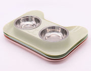ペット用食器 フードボウル ダブルボウル 犬用 猫用 ペットグッズ お皿 餌入れ えさ入れ トレイ付き 台付き イヌ ネコ 水飲み かわいい 便利