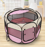 ペット用サークル ペットテント ペットハウス ケージ 犬用 猫用 折り畳み 八角形 73×43cm 肉球 無地 メッシュ 通気性 持ち運び コンパクト 室内 室外 ペット用品 ペットグッズ